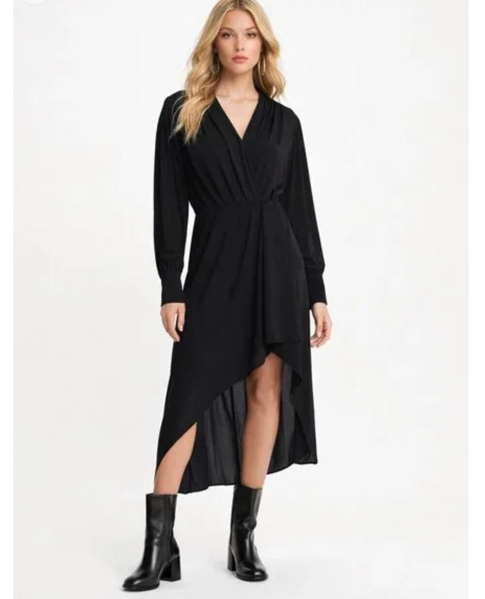 New the Kooples black silk blend plain luxury dress sz 2 medium flaw